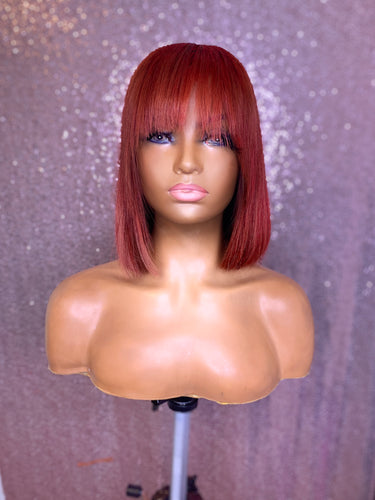 Red Bob bang wig